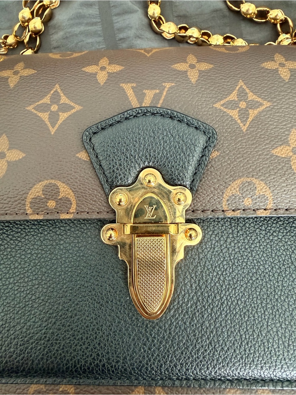 Louis Vuitton Monogram Canvas Shoulder Bag in Brown & Black with Gold Hardware - Picture 12 of 14